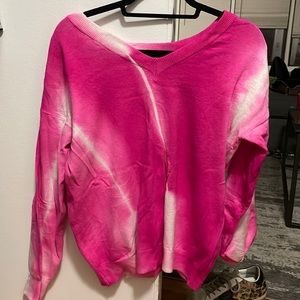Bright pink and white sweater. Size small. Perfect for spring! Runs big